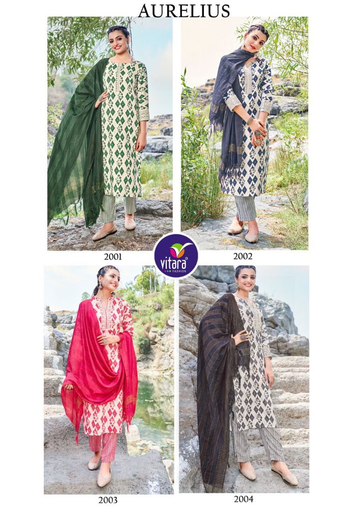 Vitara Aurelius Fancy Printed Designer4 Daily Wear Kurti Bottom With Dupatta Collection